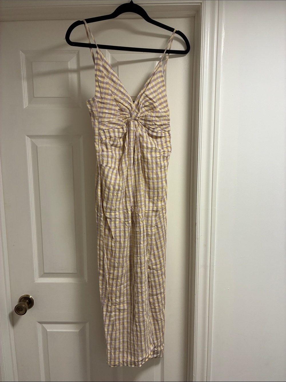 Zara Yellow Plaid Maxi Dress